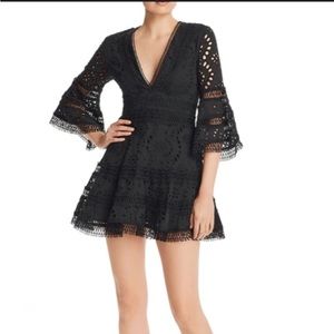 AQUA Bell-Sleeve Eyelet & Lace Dress